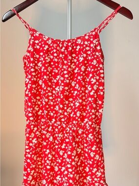 H&M Divided Red Floral Romper Jumpsuit - Ditsy Daisy Print Girls 8/10